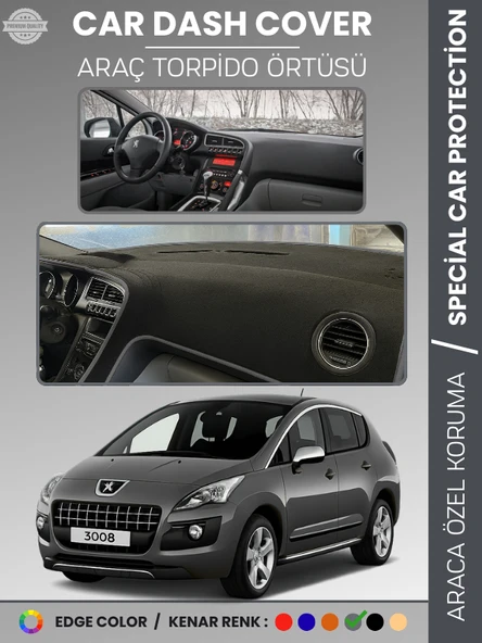 PEUGEOT 3008 (2011-2014) Torpido Örtüsü Panel Koruma Torpido Koruma Birebir Uyum Kaymaz Özel Kesim ürün görseli 1