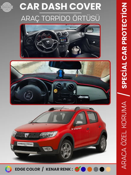 DACIA SANDERO STEPWAY (2015-2021) Torpido Örtüsü Ön Göğüs Koruma  Tam Uyum Kaymaz Kolay Montaj ürün görseli 1