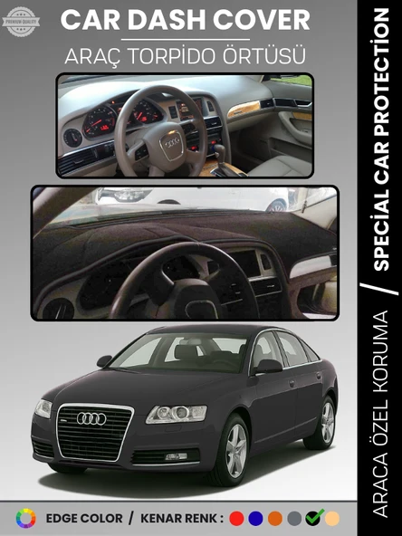 AUDI A6 (2005-2011) Torpido Örtüsü Ön Göğüs Koruma Torpido Koruma Araca Özel Kaymaz Kolay Montaj ürün görseli 1