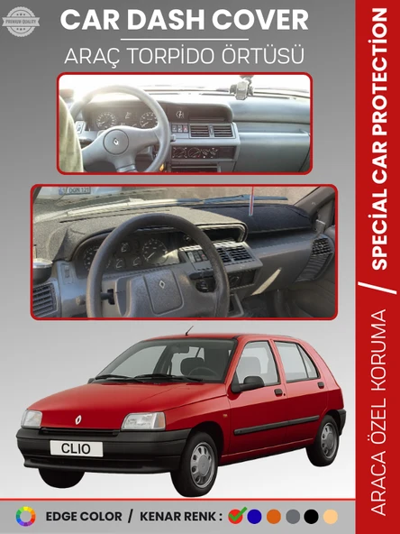 RENAULT CLIO 1 (1994-1998) Torpido Örtüsü Ön Göğüs Koruma Torpido Koruma Araca Özel Tam Uyum ürün görseli 1