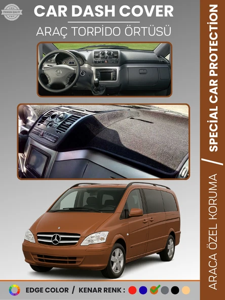 MERCEDES VITO / VIANO W639 (2003-2014) Torpido Örtüsü Premium Torpido Koruma Özel Kesim Kaymaz ürün görseli 1