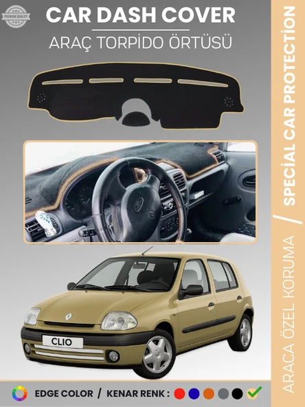RENAULT CLIO 2 AIRBAGLI (2001-2012) Torpido Örtüsü Ön Göğüs Koruma Torpido Koruma Araca Özel ürün görseli 1