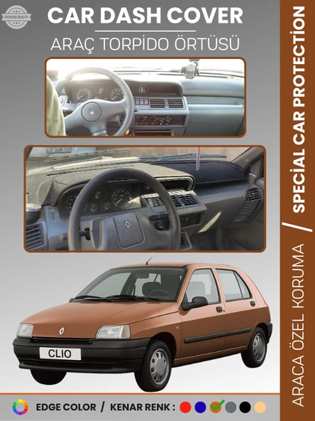 RENAULT CLIO 1 (1994-1998) Torpido Örtüsü Ön Göğüs Koruma Torpido Koruma Araca Özel Tam Uyum ürün görseli 1