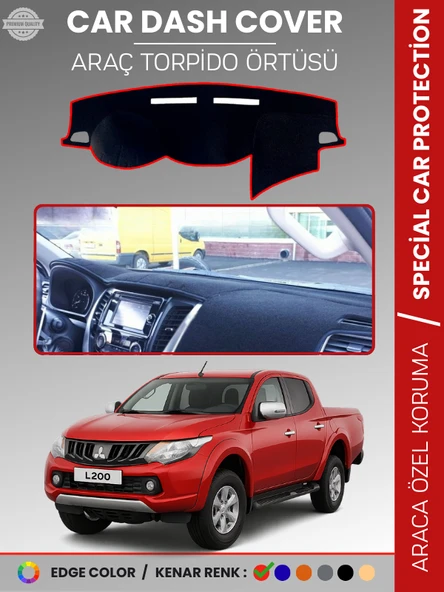 MITSUBISHI L200 (2015-2021) Torpido Örtüsü Ön Göğüs Koruma Araca Özel Tam Uyum Kaymaz ürün görseli 1