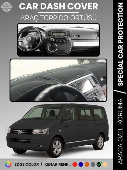 VOLKSWAGEN TRANSPORTER T5 (2003-2016) Torpido Örtüsü Ön Göğüs Koruma Torpido Koruma Tam Uyum ürün görseli 1