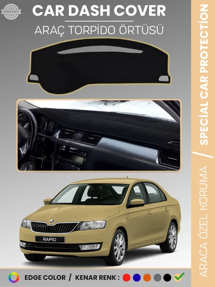 SKODA RAPİD (2013-2017) Torpido Örtüsü Ön Göğüs Halı Torpido Koruma Tam Uyum Kaymaz UV Koruma ürün görseli 1