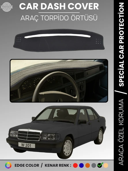 MERCEDES 190E W201 (1982-1993) Torpido Örtüsü Premium Kalite Torpido Koruma Özel Kesim UV Koruma ürün görseli 1