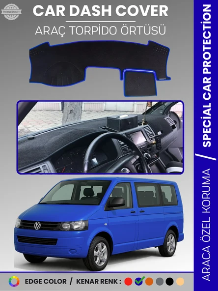 VOLKSWAGEN TRANSPORTER T5 (2003-2016) Torpido Örtüsü Ön Göğüs Koruma Torpido Koruma Tam Uyum Kaymaz ürün görseli 1