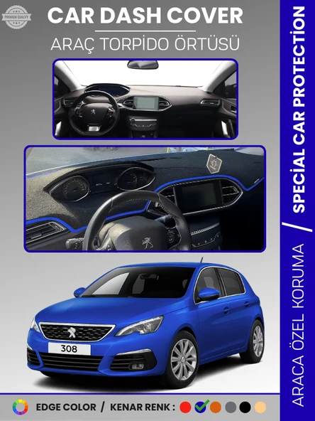 PEUGEOT 308 (2020+) Torpido Örtüsü Ön Göğüs Koruma Torpido Koruma Birebir Uyum Kaymaz Özel Kesim ürün görseli 1