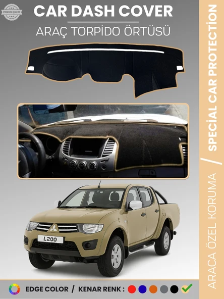 MITSUBISHI L200 (2006-2015) Torpido Örtüsü Ön Göğüs Koruma Araca Özel Tam Uyum Kaymaz ürün görseli 1