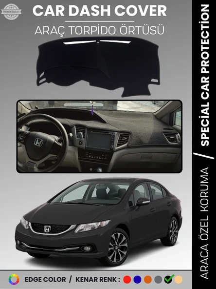 HONDA CIVIC FB7 (2011-2015) Torpido Örtüsü Torpido Koruma Tam Uyum Çatlamayı Önler Kolay Montaj ürün görseli 1