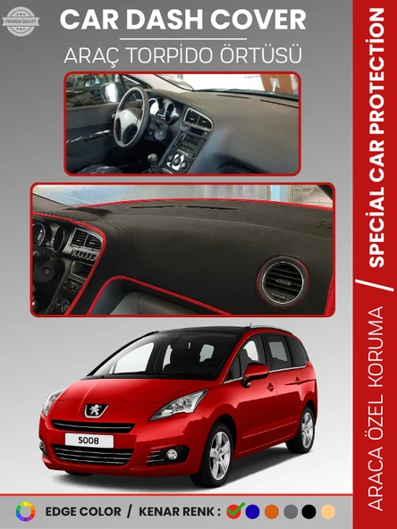 PEUGEOT 5008 (2011-2014) Torpido Örtüsü Panel Koruma Torpido Koruma Tam Uyum Kaymaz Özel Kesim ürün görseli 1