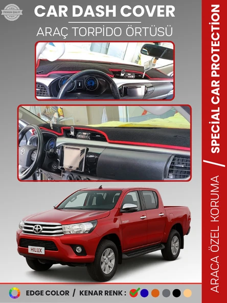 TOYOTA HILUX REVO (2015-2020) Torpido Örtüsü Ön Göğüs Koruma Araca Özel UV Koruma ürün görseli 1