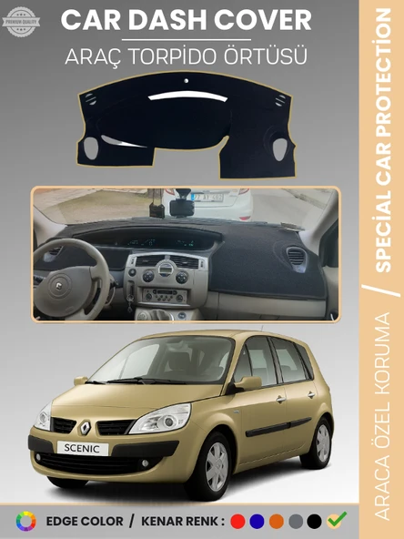 RENAULT SCENIC 2 (2003-2009) Torpido Örtüsü Ön Göğüs Koruma Torpido Koruma Tam Uyum Çatlamayı Önler ürün görseli 1