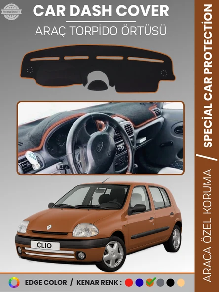 RENAULT CLIO 2 AIRBAGLI (2001-2012) Torpido Örtüsü Ön Göğüs Koruma Torpido Koruma Araca Özel ürün görseli 1