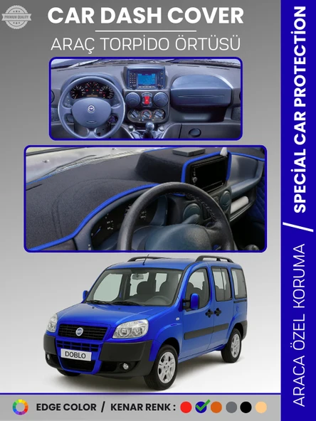 FIAT DOBLO (2000-2008) DOUBLE EKRAN AIRBAGSİZ Torpido Örtüsü Ön Göğüs Koruma Araca Özel Tam Uyum ürün görseli 1