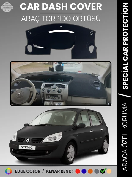 RENAULT SCENIC 2 (2003-2009) Torpido Örtüsü Ön Göğüs Koruma Torpido Koruma Tam Uyum Çatlamayı Önler ürün görseli 1