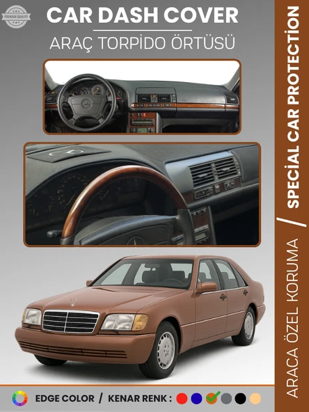 MERCEDES S CLASS W140 (1991-1998) Torpido Örtüsü Premium Kalite Torpido Koruma Özel Kesim UV Koruma ürün görseli 1