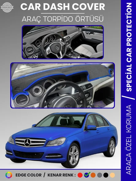 MERCEDES C CLASS W204 (2007-2014) Torpido Örtüsü Premium Kalite Özel Kesim UV Koruma ürün görseli 1