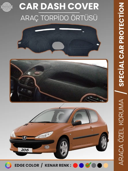 PEUGEOT 206 KÜÇÜK EKRAN (1998-2003) Torpido Örtüsü Ön Göğüs Torpido Koruma Birebir Uyum Kaymaz ürün görseli 1