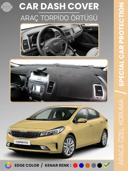 KİA CERATO (2012-2019) Torpido Örtüsü Ön Panel Torpido Koruma Tam Uyum Tam Uyum Kaymaz Kolay Montaj ürün görseli 1