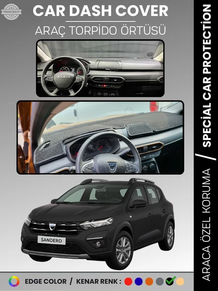 DACIA SANDERO EKRANSIZ BJI KASA (2021-2024) Torpido Örtüsü Ön Göğüs Koruma Araca Özel Tam Uyum ürün görseli 1