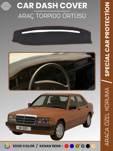MERCEDES 190E W201 (1982-1993) Torpido Örtüsü Premium Kalite Torpido Koruma Özel Kesim UV Koruma ürün görseli 1
