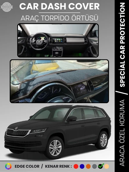 SKODA KODIAQ (2017-2022) Torpido Örtüsü Ön Göğüs Halı Torpido Koruma Birebir Uyum Kaymaz UV Koruma ürün görseli 1