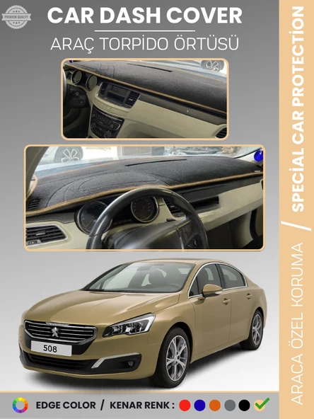 PEUGEOT 508 (2011-2018) Torpido Örtüsü Ön Göğüs Koruma Torpido Koruma Birebir Uyum Kaymaz Özel Kesim ürün görseli 1