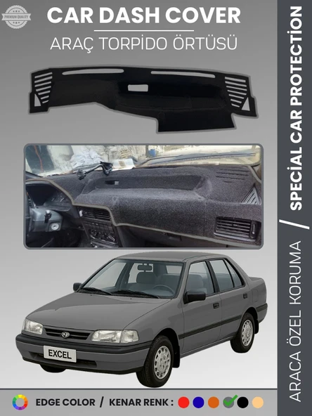 HYUNDAİ EXCEL (1989-1994) Torpido Örtüsü Göğüs Koruma Araca Özel UV Koruma Kolay Montaj ürün görseli 1