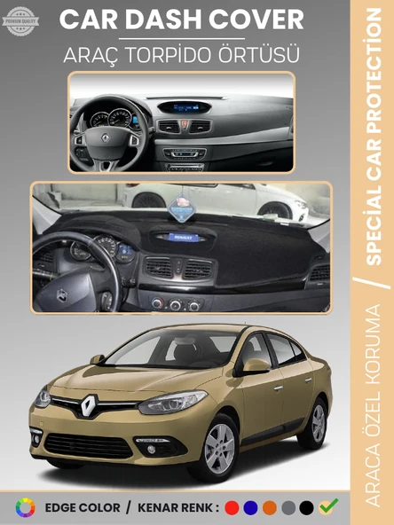 RENAULT FLUENCE NAVİGASYONSUZ KÜÇÜK EKRANLI (2009-2013) Torpido Örtüsü Göğüs Koruma ürün görseli 1
