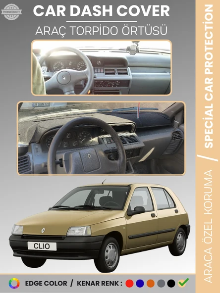 RENAULT CLIO 1 (1994-1998) Torpido Örtüsü Ön Göğüs Koruma Torpido Koruma Araca Özel Tam Uyum ürün görseli 1