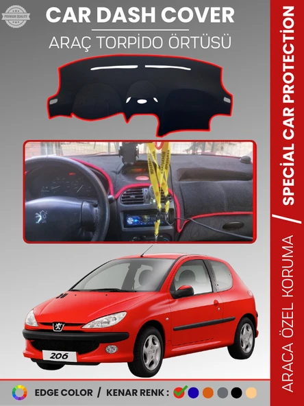 PEUGEOT 206 BÜYÜK EKRAN (1998-2003) Torpido Örtüsü Ön Göğüs Torpido Koruma Birebir Uyum Kaymaz ürün görseli 1