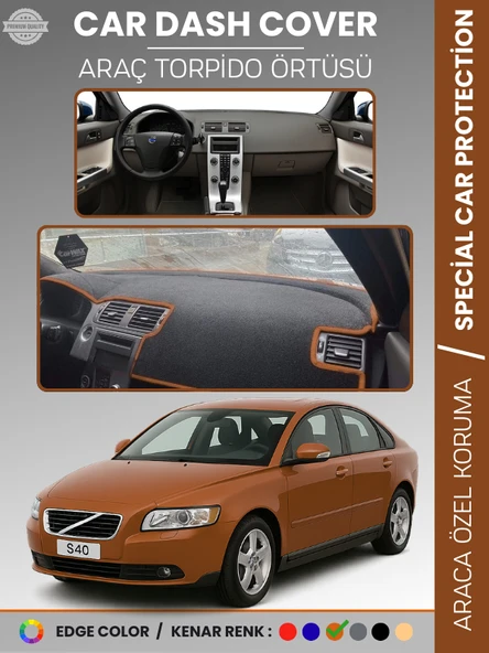 VOLVO S40 (2008-2012) Torpido Örtüsü Ön Göğüs Koruma Torpido Koruma Tam Uyum Araca Özel UV Koruma ürün görseli 1
