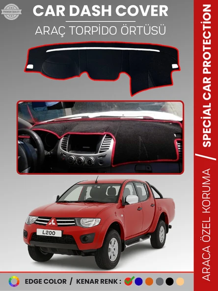 MITSUBISHI L200 (2006-2015) Torpido Örtüsü Ön Göğüs Koruma Araca Özel Tam Uyum Kaymaz ürün görseli 1