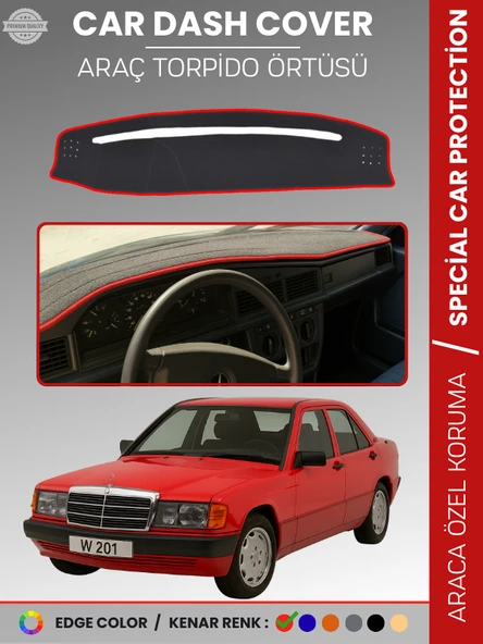 MERCEDES 190E W201 (1982-1993) Torpido Örtüsü Premium Kalite Torpido Koruma Özel Kesim UV Koruma ürün görseli 1
