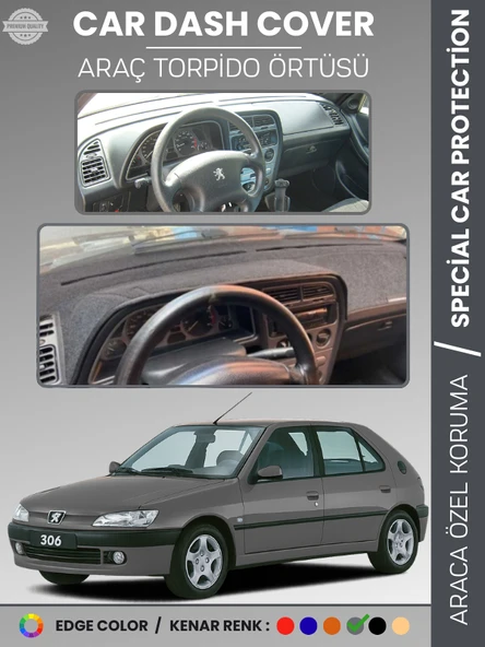 PEUGEOT 306 (1997-2002) Torpido Örtüsü Ön Göğüs Koruma Torpido Koruma Birebir Uyum Kaymaz Özel Kesim ürün görseli 1