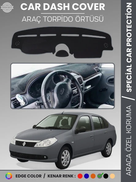 RENAULT SYMBOL 2 AIRBAGLI (2008-2013) Torpido Örtüsü Ön Göğüs Koruma Torpido Koruma Birebir Uyum ürün görseli 1