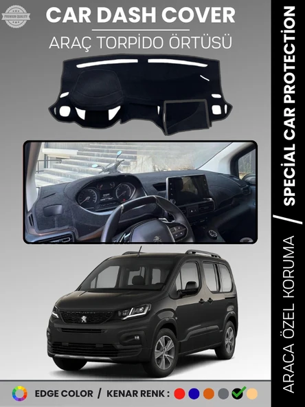 PEUGEOT RİFTER (2018-2025) Torpido Örtüsü Ön Göğüs Koruma Torpido Koruma Tam Uyum Kaymaz Özel Kesim ürün görseli 1
