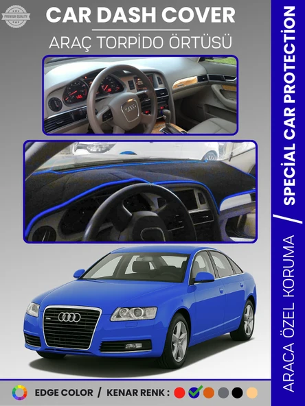 AUDI A6 (2005-2011) Torpido Örtüsü Ön Göğüs Koruma Torpido Koruma Araca Özel Kaymaz Kolay Montaj ürün görseli 1
