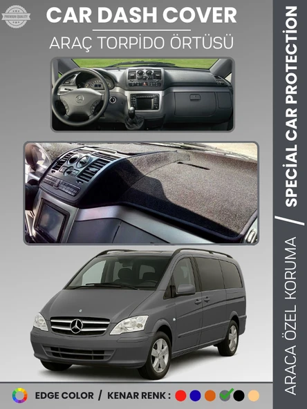 MERCEDES VITO / VIANO W639 (2003-2014) Torpido Örtüsü Premium Torpido Koruma Özel Kesim Kaymaz ürün görseli 1