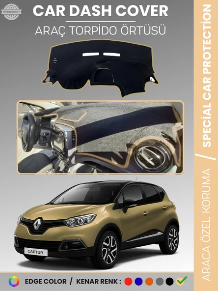RENAULT CAPTUR 1 (2013-2019) Torpido Örtüsü Ön Göğüs Koruma Torpido Koruma Araca Özel Tam Uyum ürün görseli 1