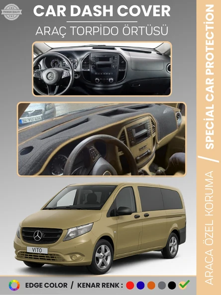 MERCEDES VITO W447 (2014-2023) Torpido Örtüsü Premium Kalite Torpido Koruma Özel Kesim UV Koruma ürün görseli 1
