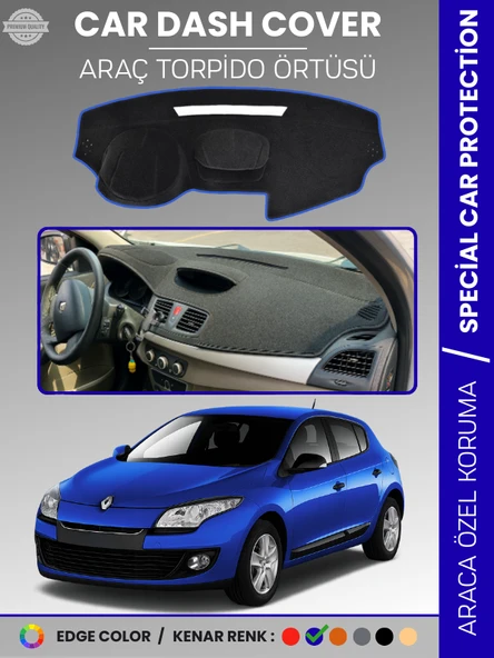 RENAULT MEGANE 3 NAVİGASYONSUZ (2009-2016) Torpido Örtüsü Ön Göğüs Koruma Torpido Koruma Araca Özel ürün görseli 1