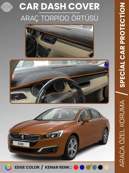 PEUGEOT 508 (2011-2018) Torpido Örtüsü Ön Göğüs Koruma Torpido Koruma Birebir Uyum Kaymaz Özel Kesim ürün görseli 1