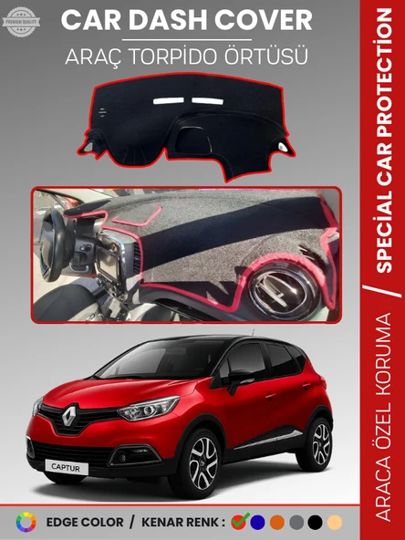 RENAULT CAPTUR 1 (2013-2019) Torpido Örtüsü Ön Göğüs Koruma Torpido Koruma Araca Özel Tam Uyum ürün görseli 1