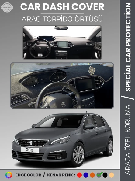 PEUGEOT 308 (2020+) Torpido Örtüsü Ön Göğüs Koruma Torpido Koruma Birebir Uyum Kaymaz Özel Kesim ürün görseli 1