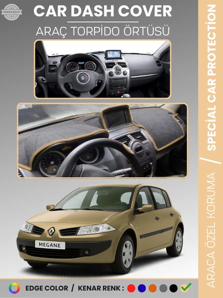 RENAULT MEGANE 2 NAVİGASYONLU BÜYÜK EKRAN (2003-2009) Torpido Örtüsü Ön Göğüs Halı Torpido Koruma ürün görseli 1