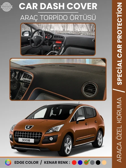PEUGEOT 3008 (2011-2014) Torpido Örtüsü Panel Koruma Torpido Koruma Birebir Uyum Kaymaz Özel Kesim ürün görseli 1