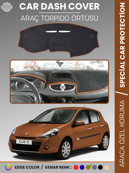 RENAULT CLIO 3 (2009-2014) Torpido Örtüsü Ön Göğüs Koruma Torpido Koruma Birebir Uyum Kaymaz ürün görseli 1